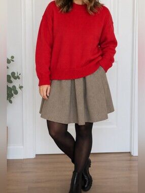 NWT - Mare Mare Twofer Red Crewneck Knit Sweater/Skirt